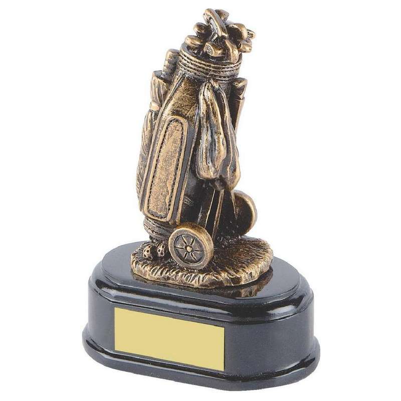 Antique Gold Resin Golf Bag Trophy 130mm – Ant Gold