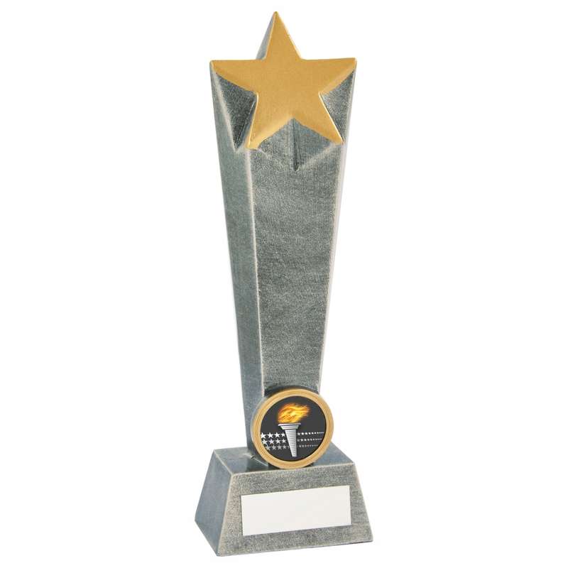 Antique Silver Resin Star Column Trophy 210mm – Ant Silver