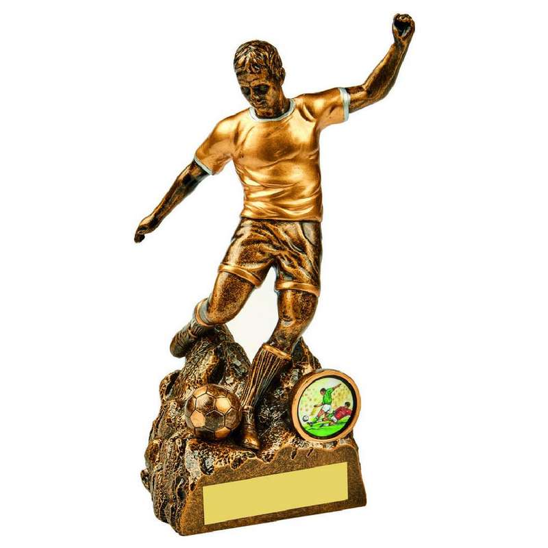 Antique Gold Male Football Resin – HEAVY Trophy 140mm – Ant Gold