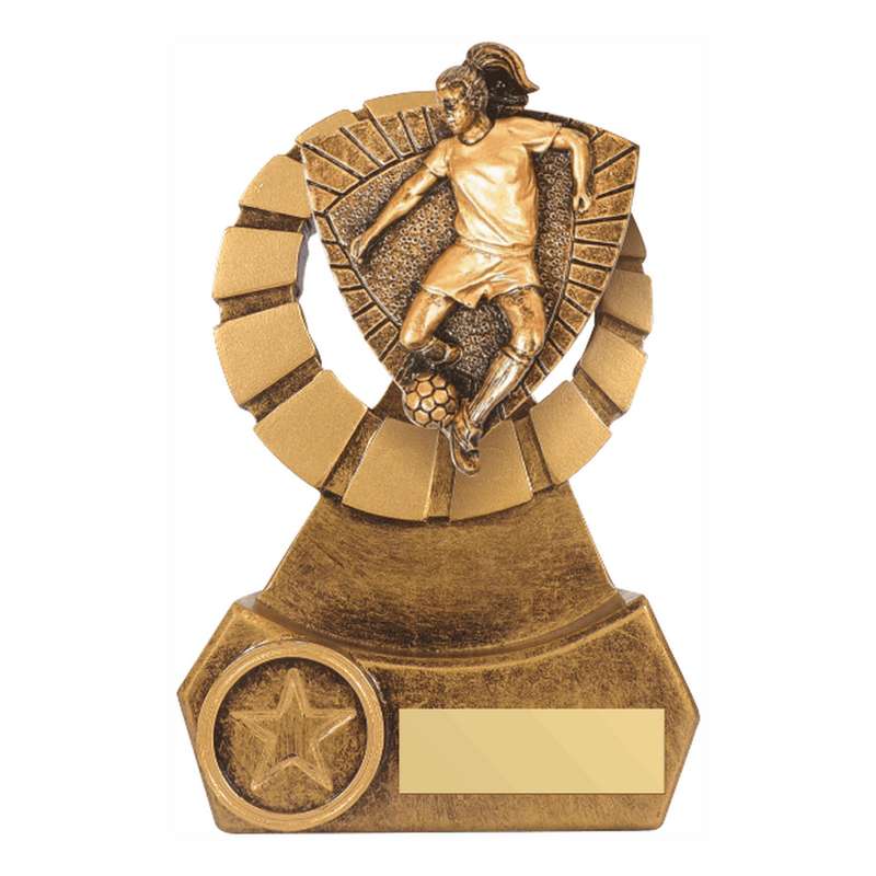 Antique Gold Resin Female Football Award 140mm – Ant Gold
