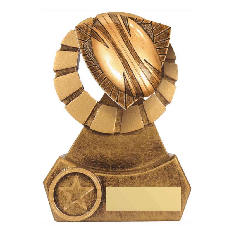 Antique Gold Resin Rugby Ball Award 140mm – Ant Gold
