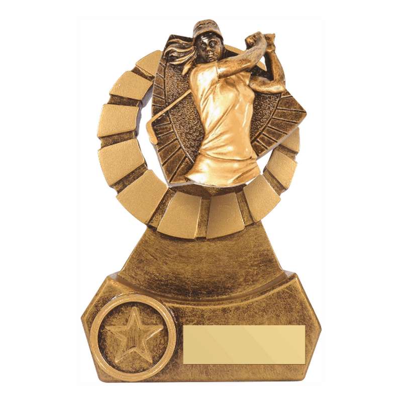 Antique Gold Resin Golf Female Award 140mm – Ant Gold