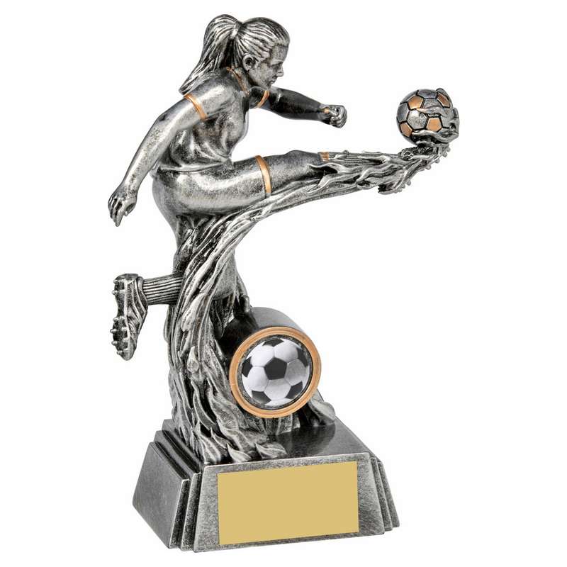 Silver Female Action Flame Resin Trophy 130mm – Ant Silver