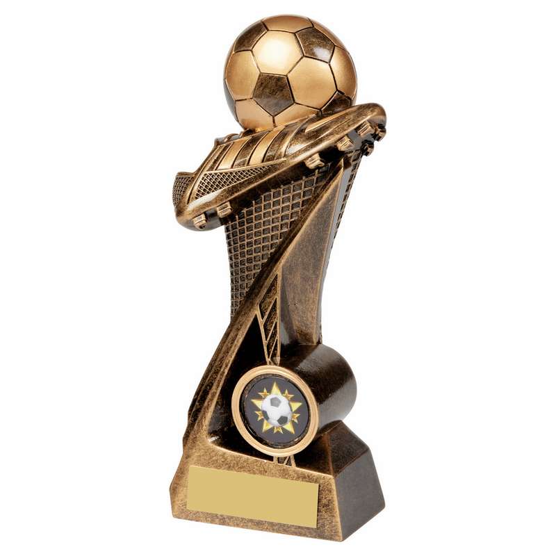 Antique Gold Football Tower Boot/Ball Trophy 130mm – Ant Gold