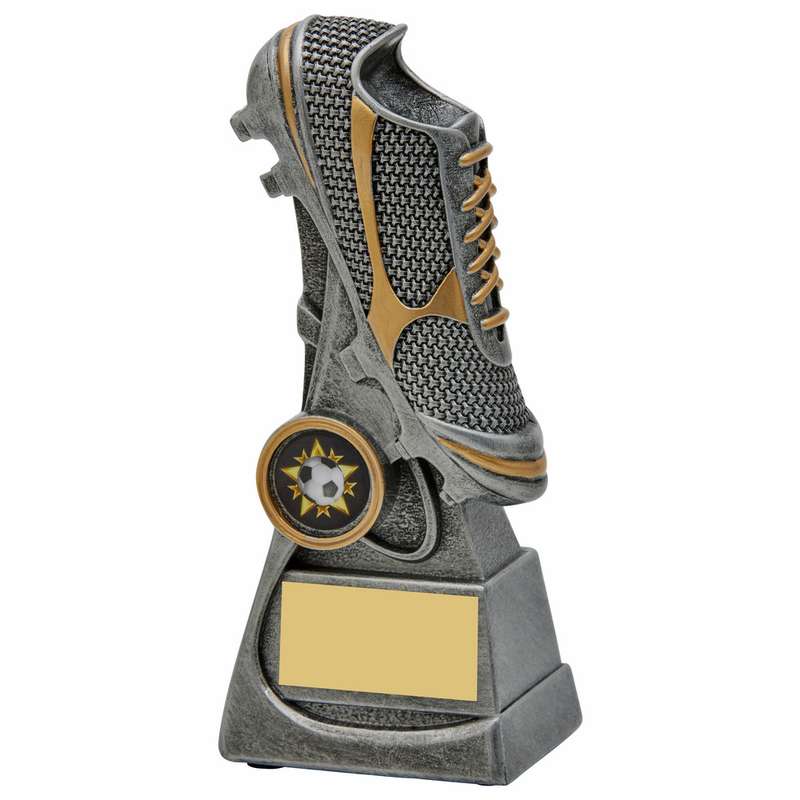 Antique Silver Football Boot Resin Trophy 110mm – Ant Silver