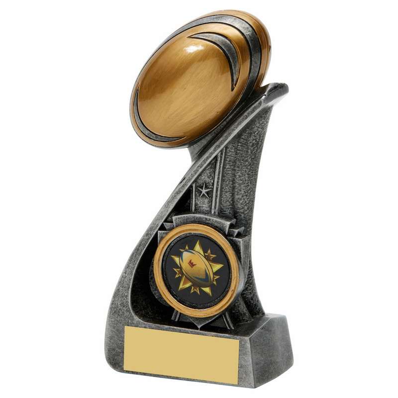 Antique Silver Rugby Stand Trophy 130mm – Ant Silver