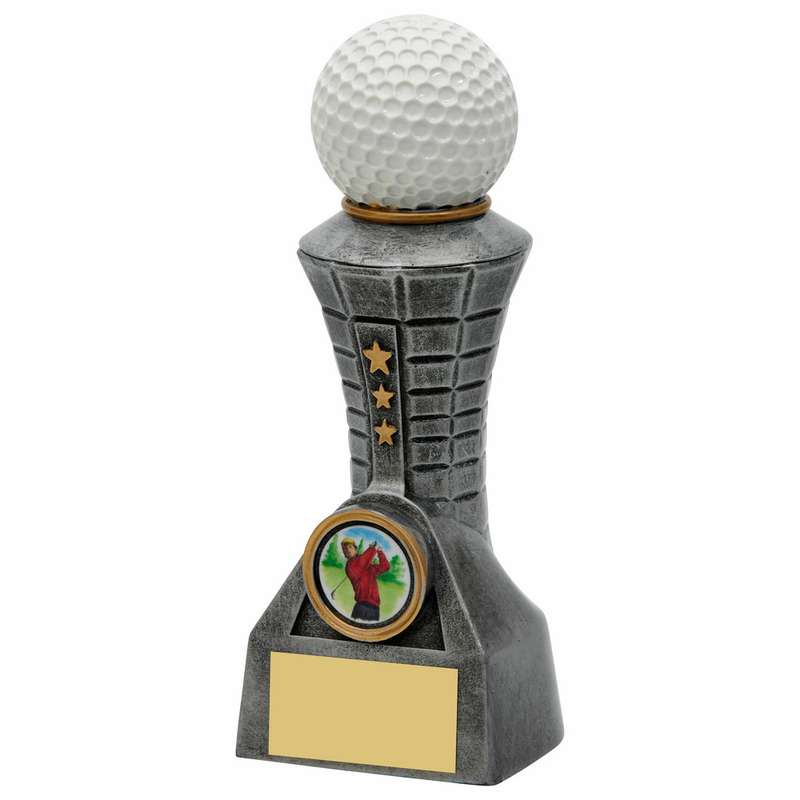 Antique Silver Resin Golf Ball Tower Award 130mm – Ant Silver