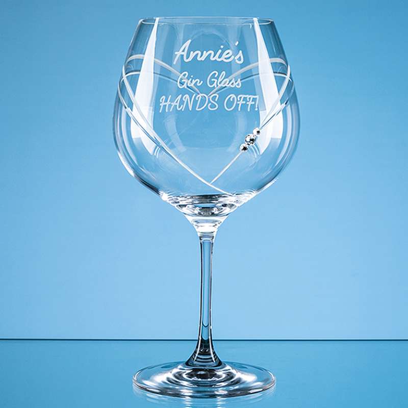 610ml ‘Just For You’ Diamante Gin Glass with Heart Shaped Cutting