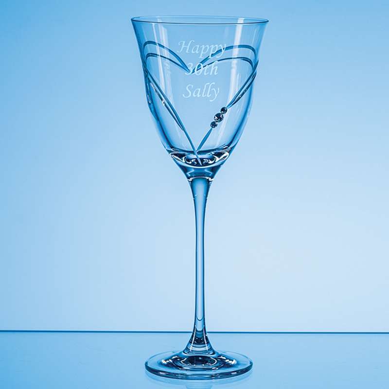310ml ‘Beloved Heart’ Diamante Red Wine Glass