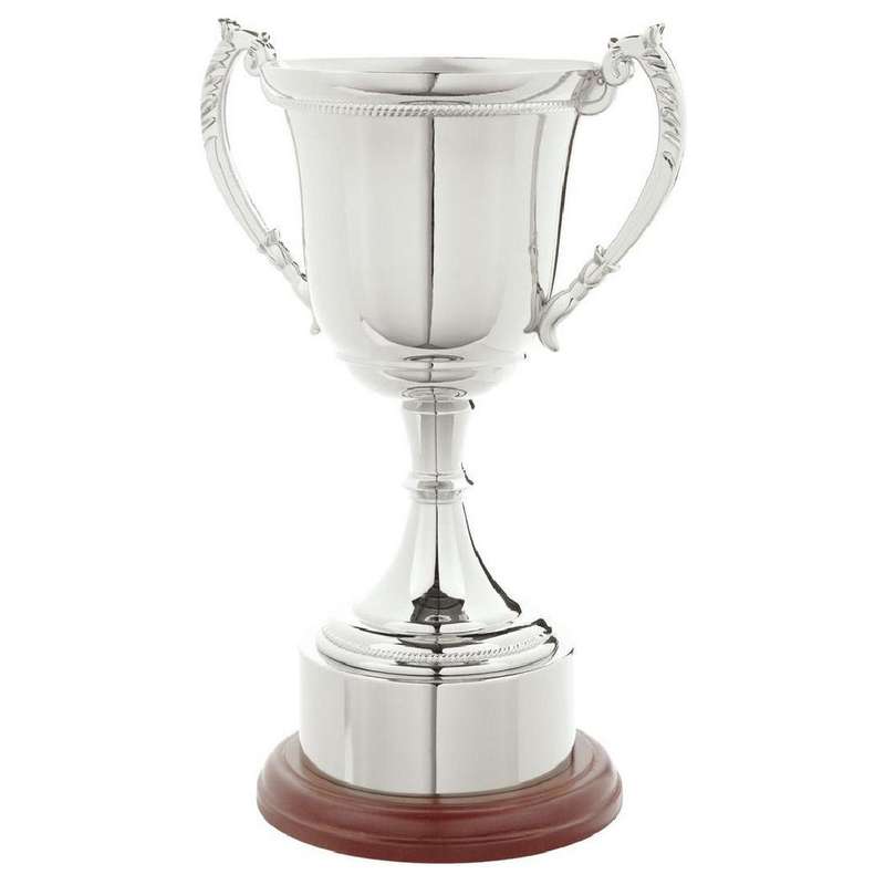 Nickel Plated Cup with Plinth Band 320mm – Silver