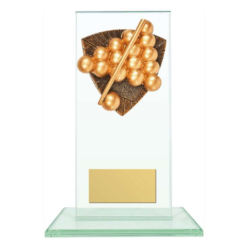 Jade Glass Stand Award with Resin Snooker/Pool Trim 160mm – Clear