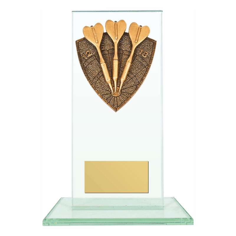 Jade Glass Stand Award with Resin Darts Trim 160mm – Clear