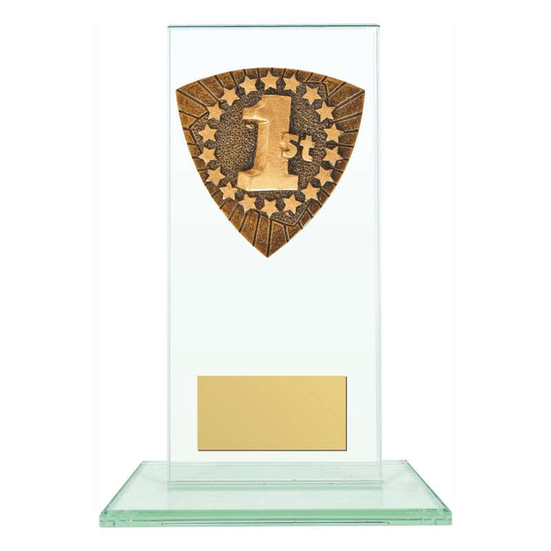 Jade Glass Stand Award with Resin 1st Trim 160mm – Clear