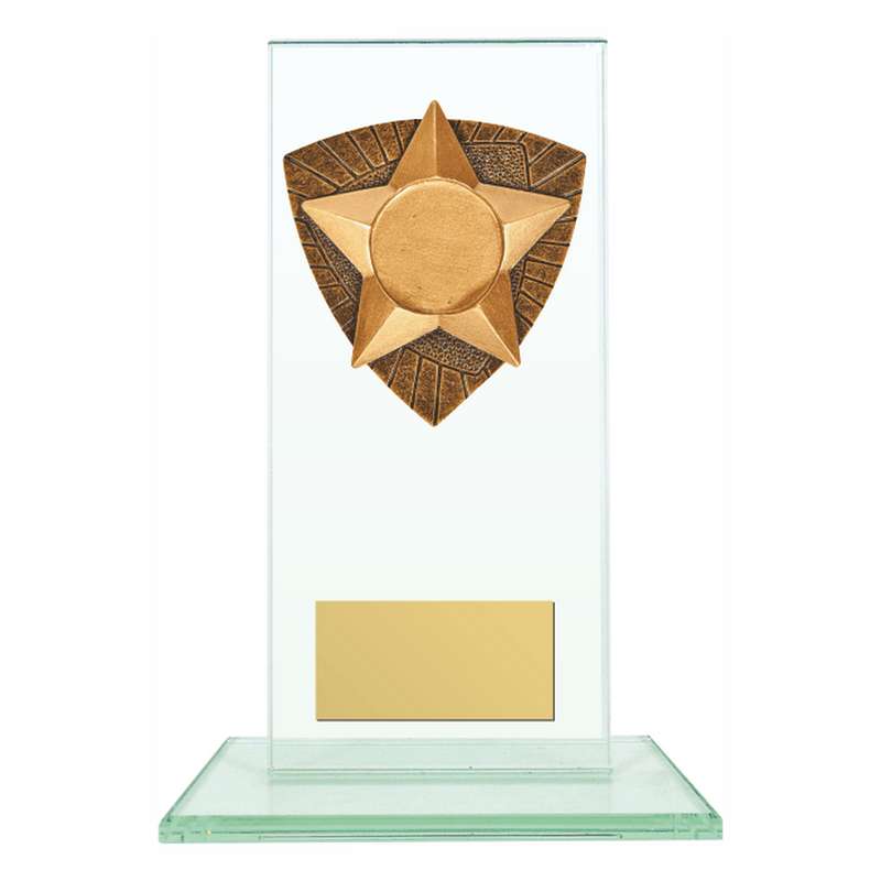 Jade Glass Stand Award with Resin Star Adapter Trim 160mm – Clear