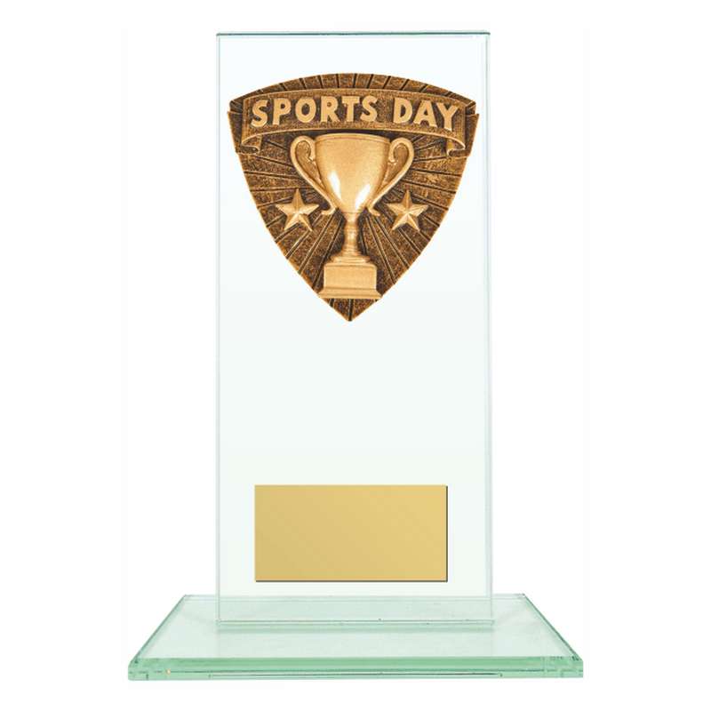 Jade Glass Stand Award with Resin Sports Day Trim 160mm – Clear