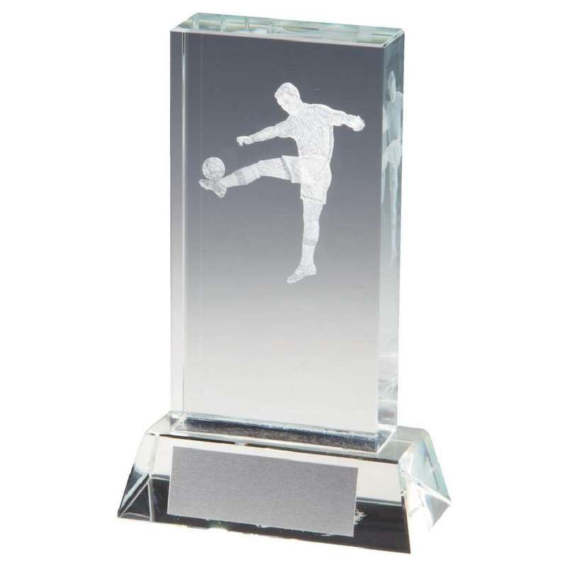 Crystal Football Award with 3D Image inside 95mm – Clear