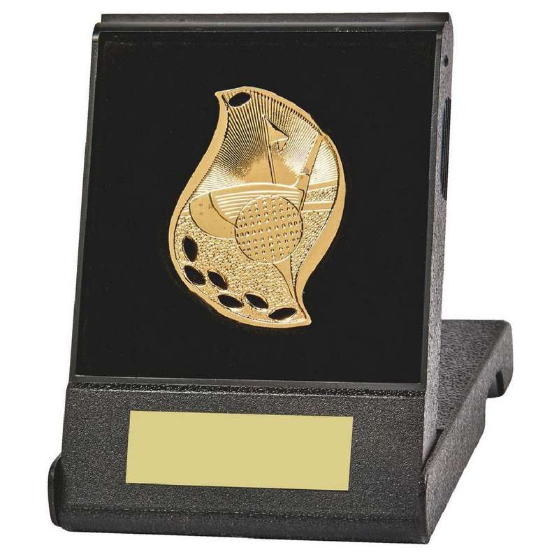 Flame Golf Medal in Case (Gold) 50mm – Gold
