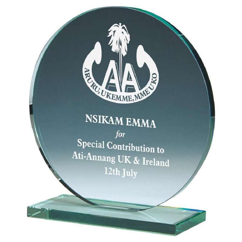 Round Jade Glass Stand Award 150mm – Jade