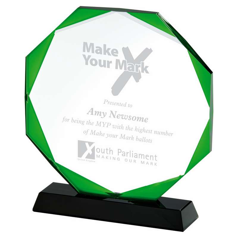 Crystal Award with Green “Halo” ( in Presentation Case) 140mm – Green