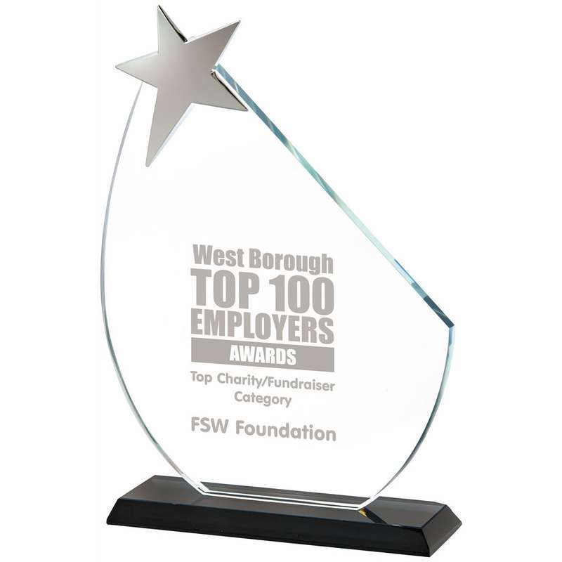 Crystal Star Award With Black Base (In Presentation Case) 180mm – Clear