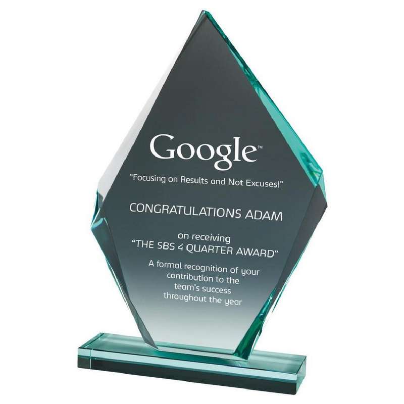Premium Jade Glass Iceberg Stand – HEAVY (In Presentation Case) Award 245mm – Jade