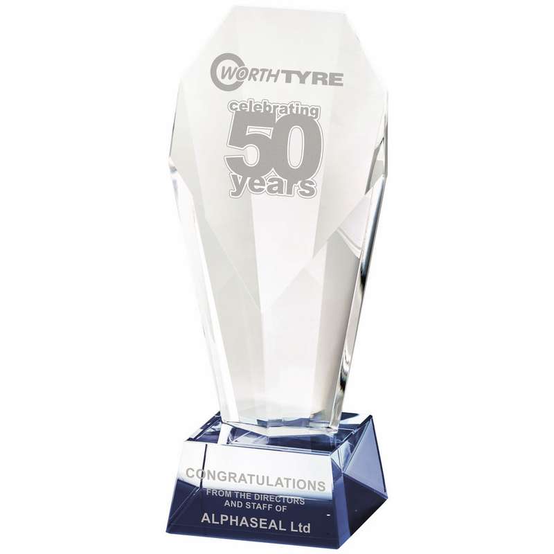 Crystal Award with Blue Tint 190mm – Clear