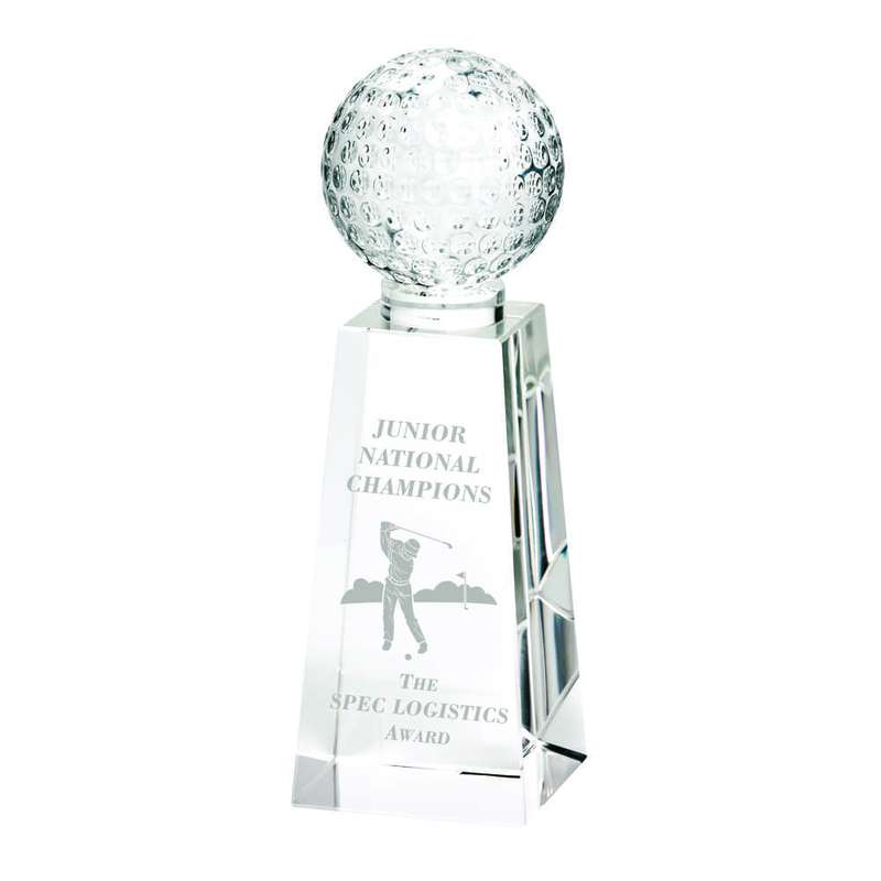 Crystal Golf Ball Column (In Presentation Case) Award 160mm – Clear