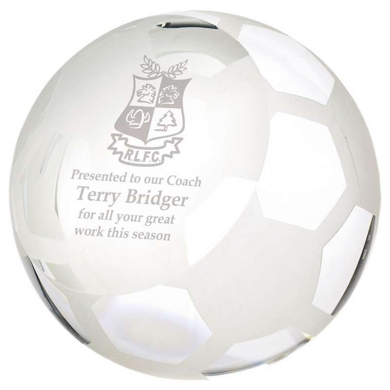 Crystal Football Award – Heavy 100mm – Clear