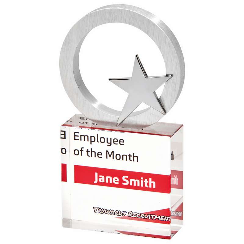 Metal/Crystal Star Award 160mm – Clear