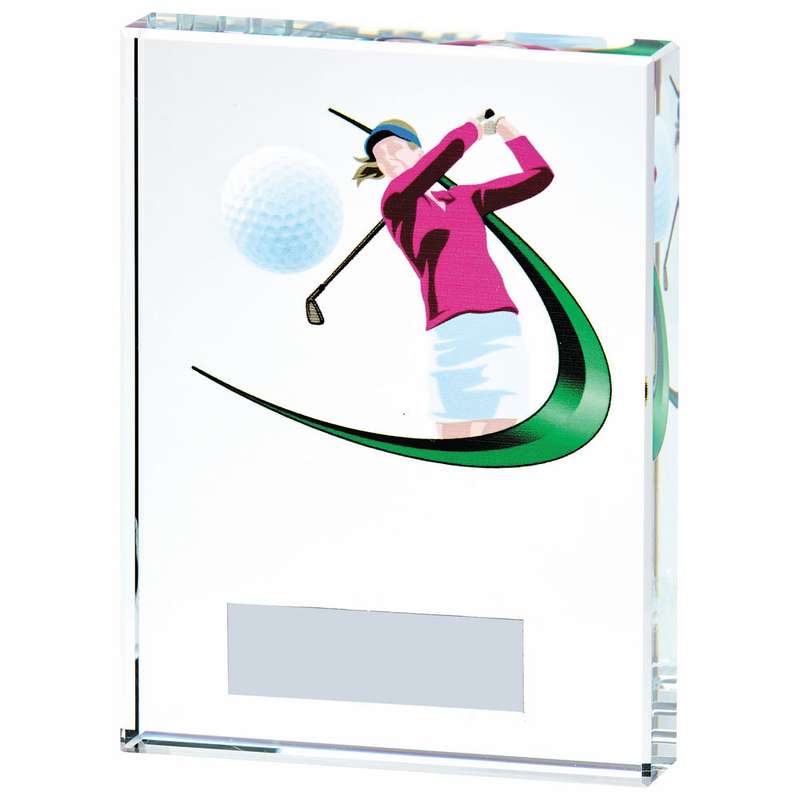 Clear/Colour Glass Golf Award – Female 90mm – Clear