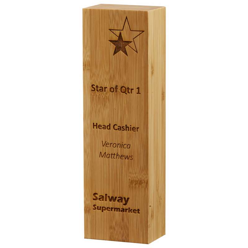 Bamboo Block Plaque 200mm – Light Oak