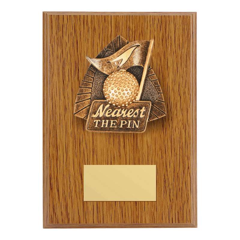 Wood Plaque with Resin Nearest The Pin Trim 150mm – Light Oak