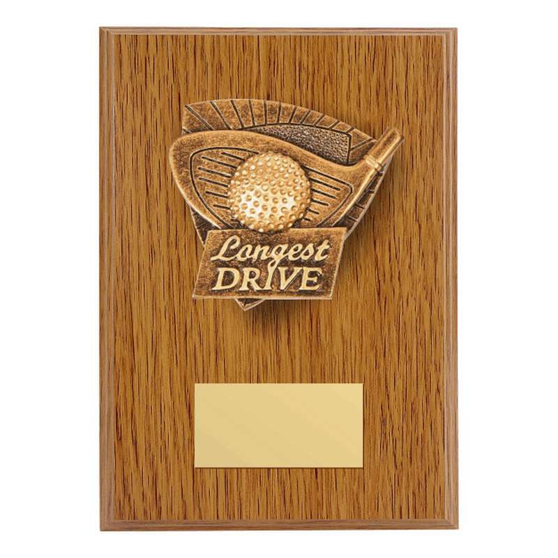 Wood Plaque with Resin Longest Drive Trim 150mm – Light Oak