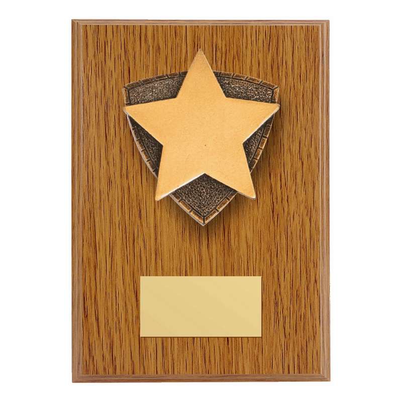 Wood Plaque with Resin Star Trim 150mm – Light Oak