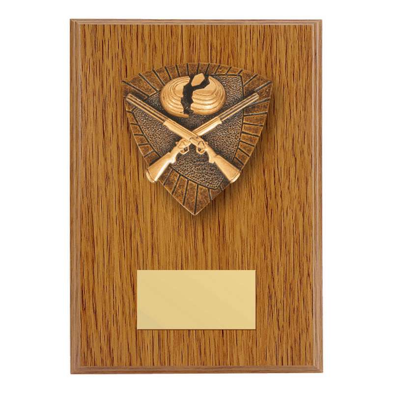 Wood Plaque with Resin Clayshoot Trim 150mm – Light Oak