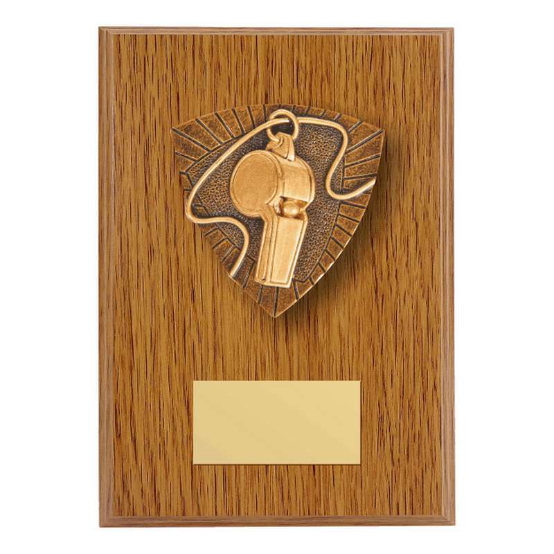 Wood Plaque with Resin Referee Trim 150mm – Light Oak