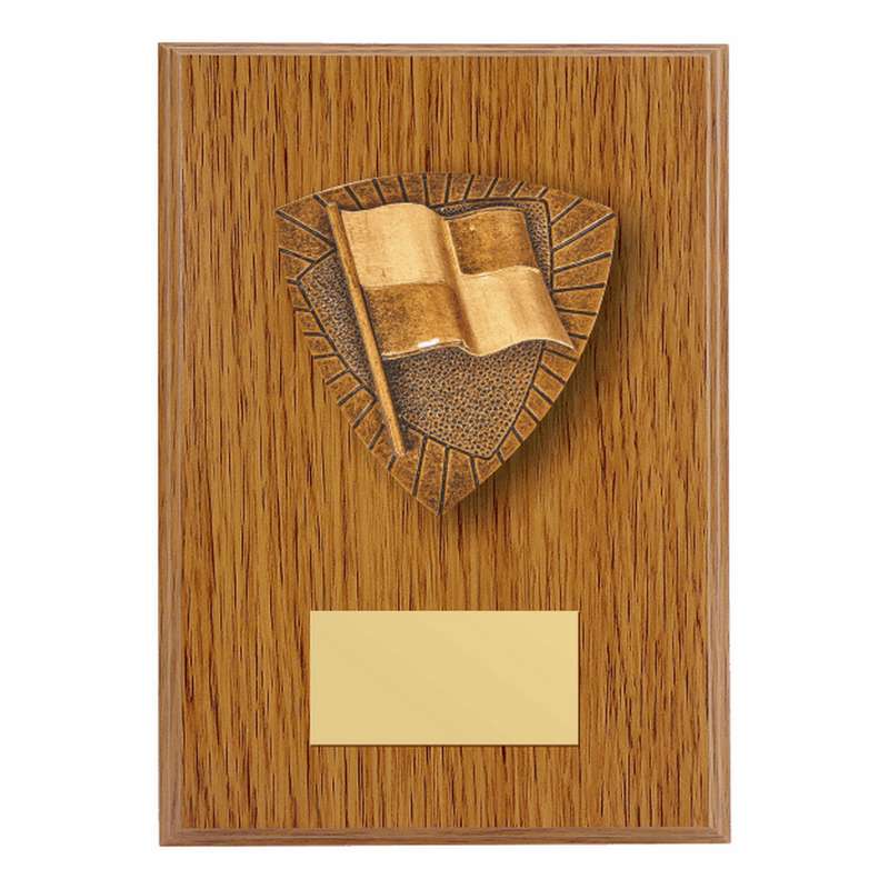 Wood Plaque with Resin Official Flag Trim 150mm – Light Oak