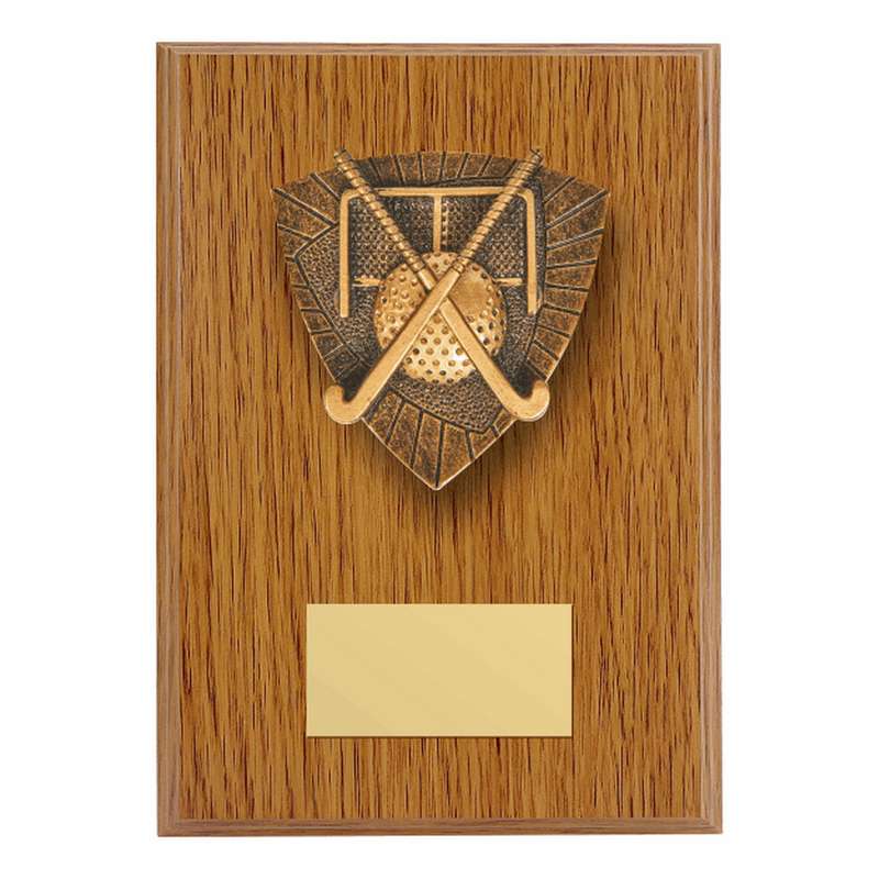 Wood Plaque with Resin Hockey Trim 150mm – Light Oak