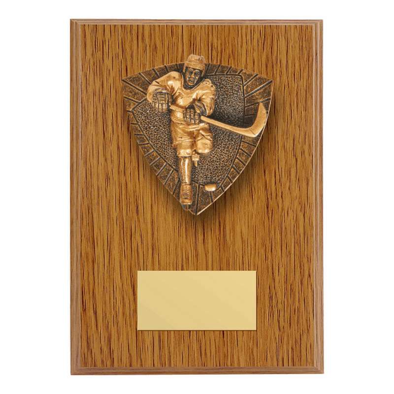 Wood Plaque with Resin Ice Hockey Trim 150mm – Light Oak