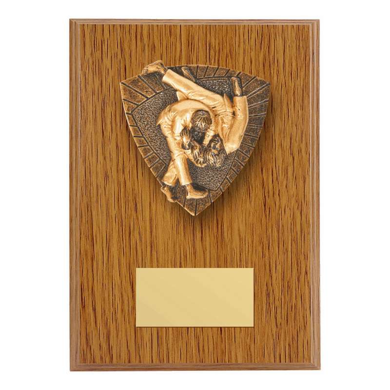 Wood Plaque with Resin Judo Trim 150mm – Light Oak