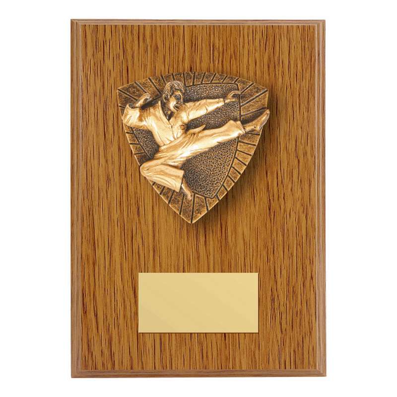 Wood Plaque with Resin Karate Trim 150mm – Light Oak