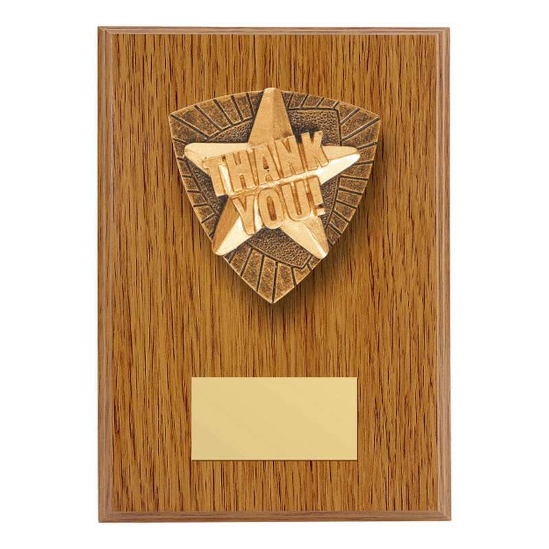 Wood Plaque with Resin Thank You Trim 150mm – Light Oak