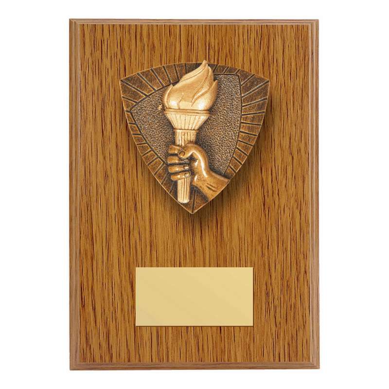 Wood Plaque with Resin Torch Trim 150mm – Light Oak