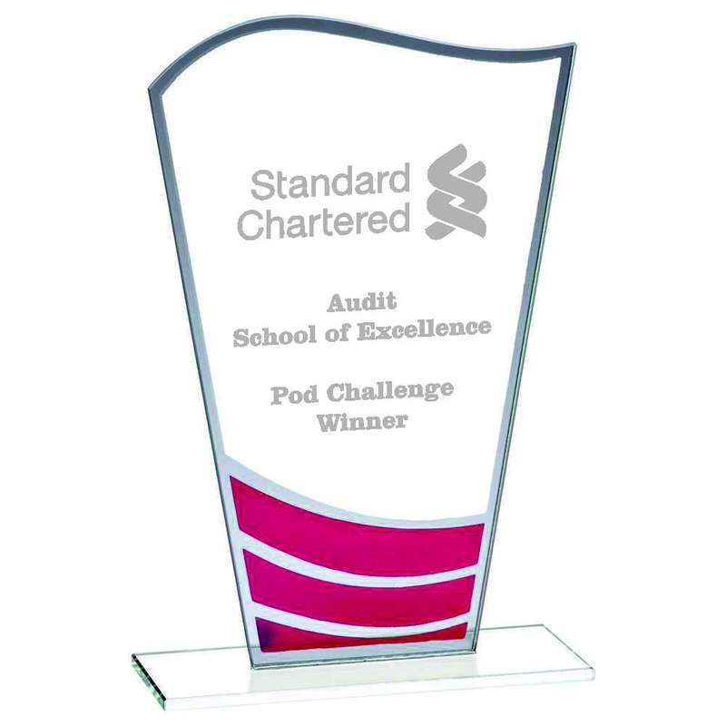 Clear Red Wave Glass Award 160mm – Red