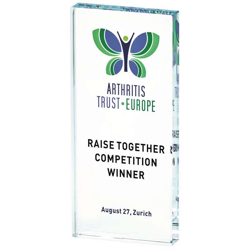 Crystal Rectangle Award for Colour Printing (In Presentation Case) 140mm – Clear