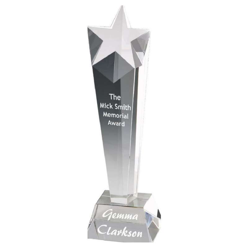 Crystal Star Column Trophy 230mm – Clear