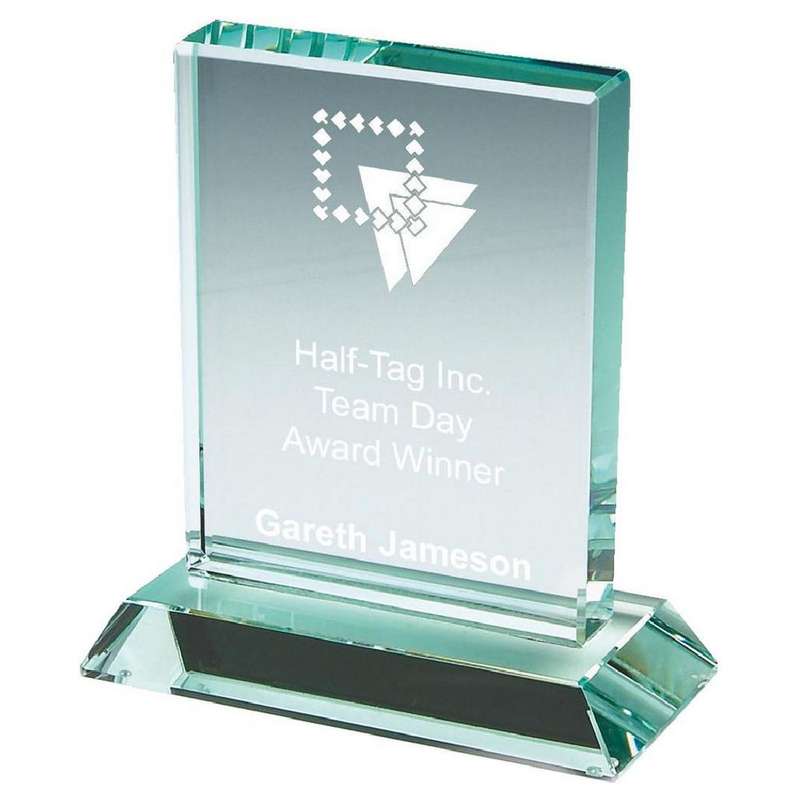 Premium Jade Glass Rectangular Stand (In Presentation Case) Award 120mm – Jade